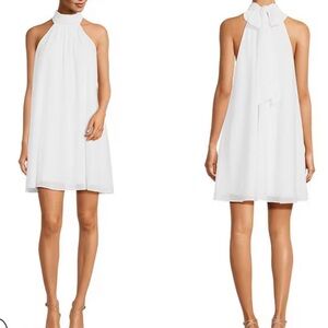 Badgley Mischka Elise Georgette White Mini Dress